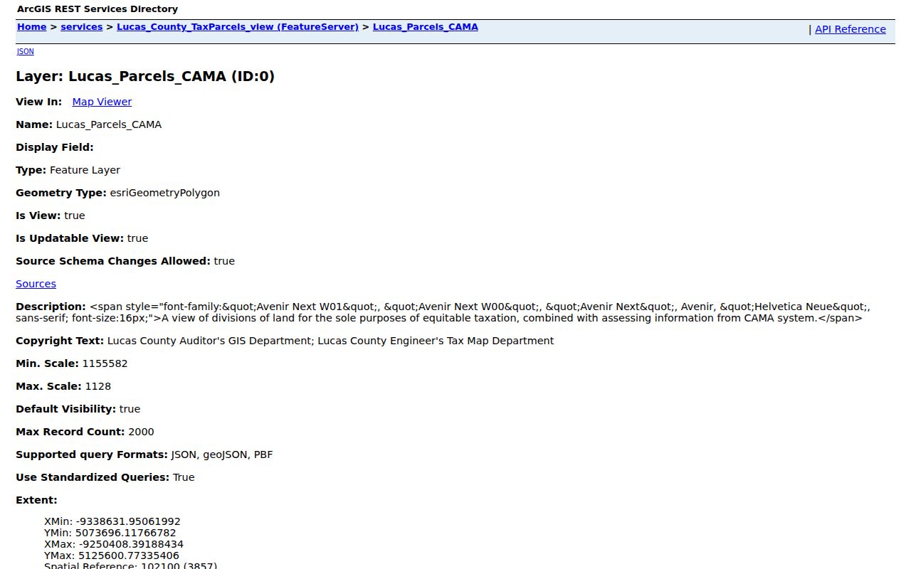 Sylvania Township street directory Lucas County tax parcel GIS layer